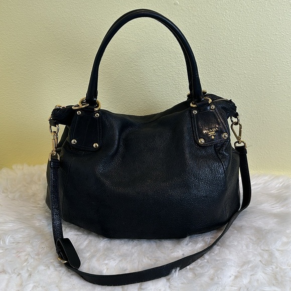 💯Authentic Prada Soft Black Leather Handbag🍀 - Picture 13 of 16